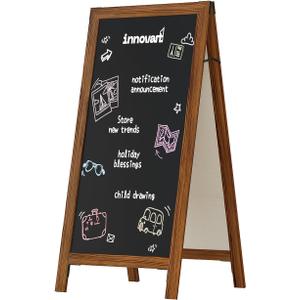 INNOVART Magnetic A-Frame Chalkboard Sign, Sidewalk Sign 40" x 20" with Liquid Chalk, Eraser, Free Standing Chalkboard Easel, Sandwich Chalkboard for Restaurant, Business, Wedding or Events Dark Brown
