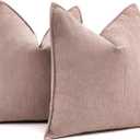 MIULEE Pack of 2 Blush Pink Decorative Pillow Covers 20x20 Inch Soft Chenille Luxurious Couch Throw Pillows Farmhouse Cushion Covers with Elegant Design for Sofa Bedroom Living Room Home Decor