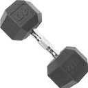 Barbell Rubber Coated Hex Dumbbell with Contoured Chrome Handle, Single (40 lb)