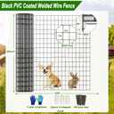 Welded Wire Fence 48inch x 50ft, Black PVC Coated Garden Fencing, 2 inch x 3inch 16Gauge Chicken Wire Fence Roll, Anti-Rust Metal Fencing for Yard Plant Protection Poultry Netting