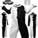 Adult Cosplay Costume Outfits Jumpsuit Anime Black White Bodysuit for Halloween (A, XXL)