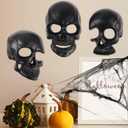 2 x Skull Wall Decor Set of 3, Halloween Hanging Dark Resin Skeleton Statues, Wall Mounted Horror Skulls Art Sculpture Spooky Gift, Indoor Outdoor Gothic Black Office Living Room Decor