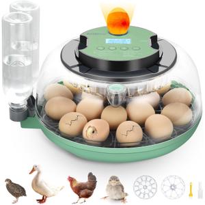18 Egg Incubator with Automatic Egg Turning and Humidity Control - Egg Incubator for Hatching Eggs Chicken Duck Goose Quail Turkey Parrot, Fit for Farm, Lab, Science Classroom, HomeGreen