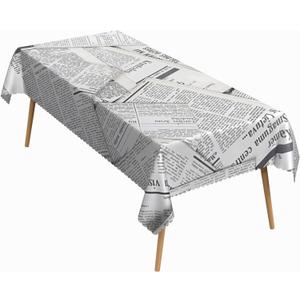 70x140 Inch Vintage Rectangle Tablecloth Black White Newspaper Table Cloth Lightweight Washable Table Cover for Dining Home Farmhouse Coffee Shop Decor (Color 2)