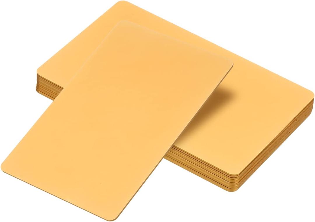 PATIKIL 0.8mm Metal Business Cards, 12 Pack Blank Name Card Laser Engraving Anodized Aluminum for DIY Gift Cards, Golden