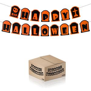 Happy Halloween Hanging Banner  Large Tombstone-Shaped Sign for Outdoor Yard Party or Indoor Wall Decorations  Spooky Halloween Backdrop for Fence, Porch, or Classroom