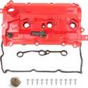 MITZONE Left Driver Side Aluminum Valve Cover Kit Compatible with Nissan 370Z Infiniti G37 M37 QX50 Q70 Q60 Q50 Q440 FX37 QX70 3.7L 2008-2020 Red