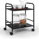SunnyPoint 2-Tier Metal Rolling Utility Cart  Mobile Storage Shelf with Caster Wheels  Small Space Organizer for Home, Office, Bedroom, Kitchen (BLK)