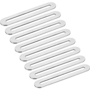 uxcell 8Pcs Adjustable Flat Mending Plate Support with Slot, 4.33 x 0.75 Inch Stainless Steel Slotted Straight Brace Brackets for Wooden Furniture, Silver