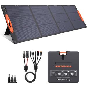SOKIOVOLA N-Type 16BB 220W Portable Solar Panel for EF/Jackery/Bluetti/Anker Power Station, IP68 Waterproof Foldable Solar Panel ETFE 25% High Efficiency for Outdoor Camping RV Trip