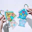 Winlyn 24 Sets Christmas Gingerbread House Suncatchers Ornaments Decorations DIY Window Paint Art Suncatchers Winter Crafts Painting Kits for Kids Classroom Activities Art Project Party Favors