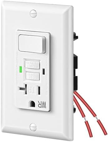 DEWENWILS 20A GFCI Switch Outlet Combo, Tamper-Resistant GFCI Electrical Outlet, 20 Amp GFCI Outlet, Weather Resistant Ground Fault Circuit Interrupter, Self-Test with LED Indicator, ETL Listed, White