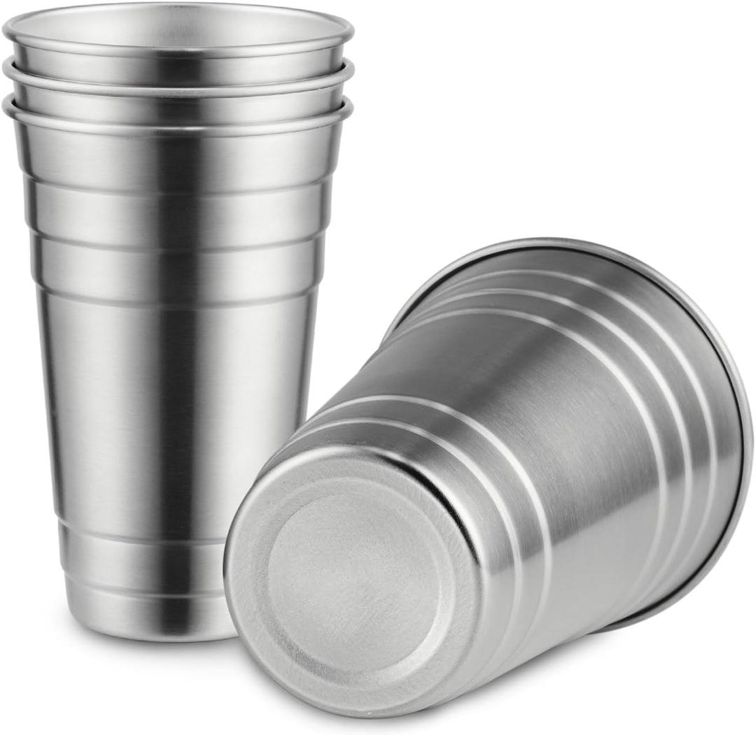 MEWAY Premium Stainless Steel Cups 24 oz Pint Cup Tumbler (4 Pack) - Premium Metal Cups - Stackable Durable CupChilling Beer Glasses, for Travel, Outdoor, Camping MEWAY Premium Stainless Steel Cups 24 oz Pint Cup Tumbler (4 Pack) - Premium Metal Cups - Stackable Durable CupChilling Beer Glasses, for Travel, Outdoor, Camping
