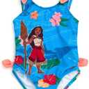 Disney Moana Girls UPF 50+ One Piece Bathing Suit Toddler to Big Kid Sizes (2T - 10-12)