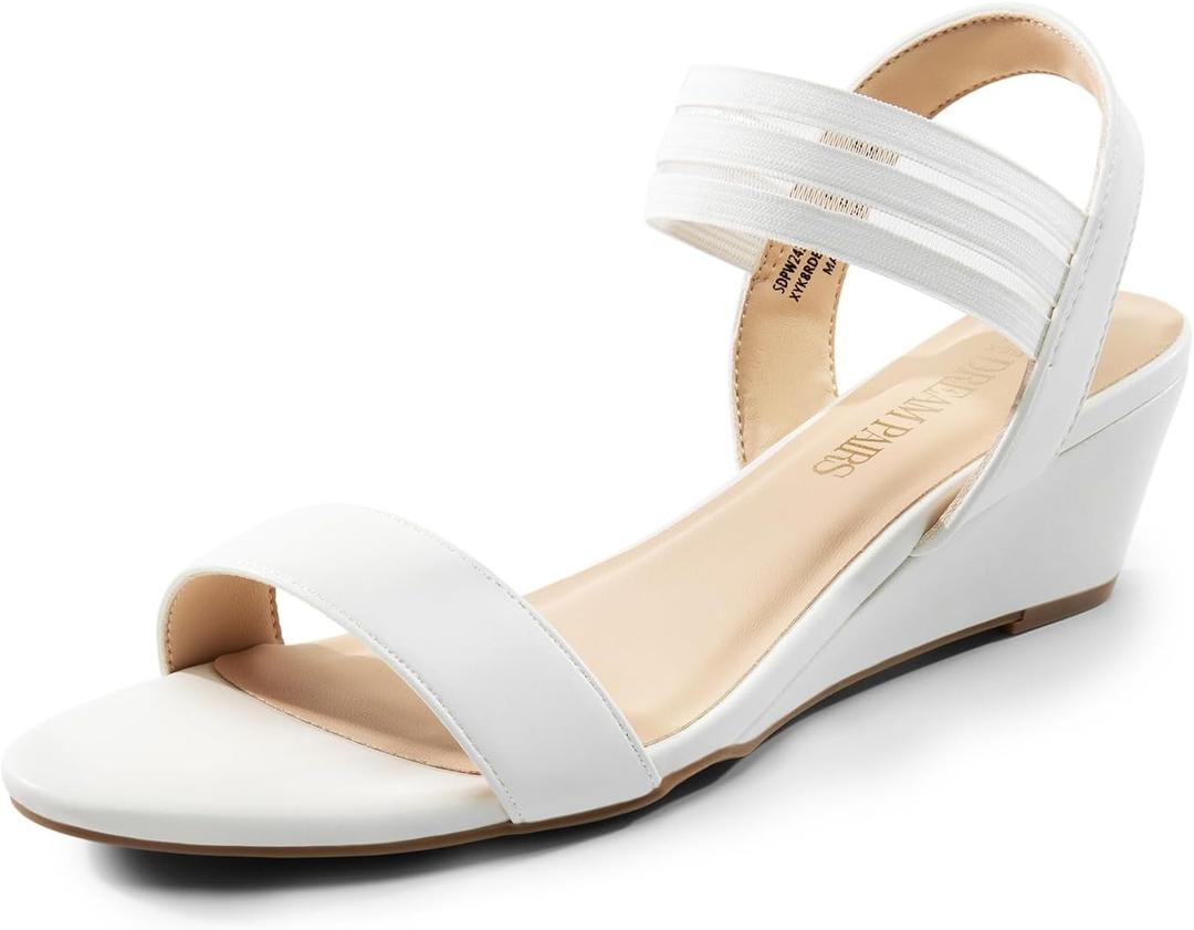 DREAM PAIRS Women's Low Heel Wedge Sandals, Comfortable Slip-On Elastic Ankle Strap Summer Business Casual Dress Shoes, 95