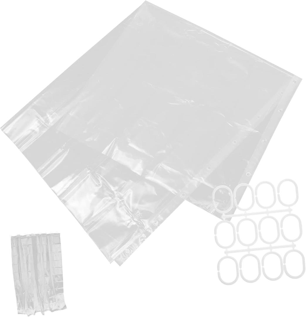 Mobestech 1 Set Transparent Shower Curtain Peva Bath Curtain with Rustproof Grommets Easy Install for Home Bathroom