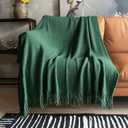 LOMAO Knitted Throw Blanket with Tassels Bubble Textured Lightweight Throws for Couch Cover Home Decor (Green, 60x80)