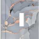 Gray And Gold Marble Abstract Luxury Print Decorative Light Switch Cover 1 Gang Single Toggle Device Electrical Faceplate Switchplates Decorator Outlet Wall Plate for Bathroom Kitchen Bedroom Decor
