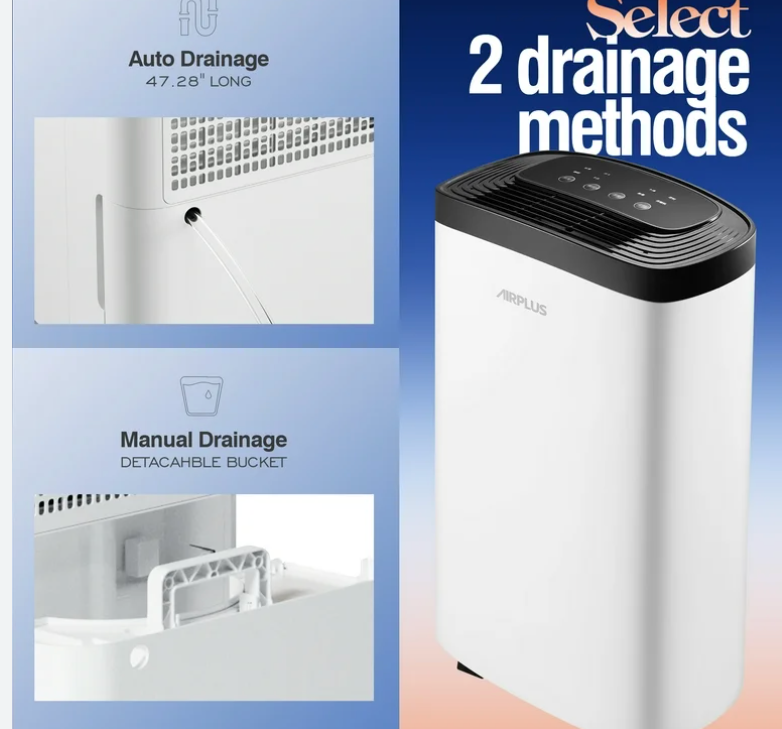 AIRPLUS 7.54 Pint Dehumidifiers with Drain Hose, Dehumidifier for Home, AP1907, White