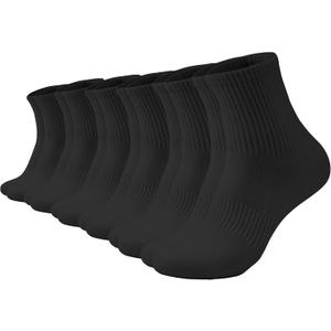 2 x AugRing Women Crew Socks Casual Athletic Gym Running Cozy Cotton Calf Socks For Women 3-6 Pack Size 5-11 (Black)