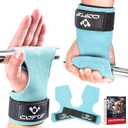 COFOF Weight Lifting Wrist Strap, Double Layer Leather Wrist Strap for Deadlift and Powerlifting, Adjustable Neoprene Padded Gym Workout Lifting Hooks (Pair)