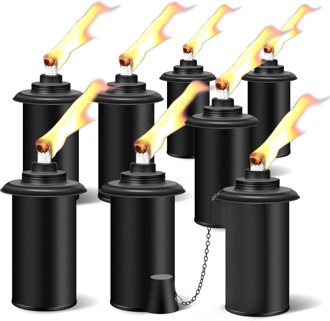 8 Pack Torch Replacement Canisters, 16oz Bamboo Lantern Refillable Torches, Decorative Citronella Torch Canister for Yard, Patio, Deck, Garden Decor, Party