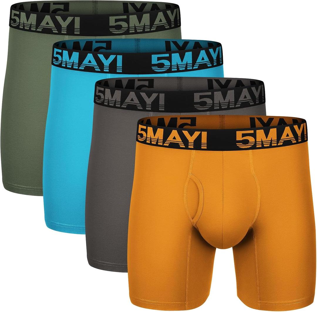 5Mayi Men's Underwear Boxer Briefs Cotton Regular Long Mens Boxer Briefs Underwear Men Pack Medium