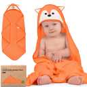 KeaBabies Hooded Baby Towel for Newborn - Viscose Derived from Bamboo Large Baby Bath Towels with Hood for Boys, Girls, Toddler, Extra Absorbent & Soft Newborn Bath Essentials (Fox, Regular)