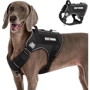 Tactical Dog Harness for Large Dogs,No Pull Military Dog Vest with Handle,Reflective Heavy Duty Pet Harness for K9 Working Walking Hiking Training Black XL
