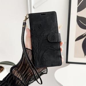 Compatible with iPhone 16 Case Wallet with Card Holder, Wristlet Strap Wallet Flip Cover for iPhone 16 6.1 inch Men/Women, RFID Blocking, Kickstand, Litchi Black