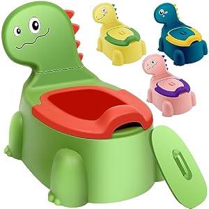 Potty Seat Potty Training Chair Baby Toddler Boys Girls Toddler Dinosaur Potty Comfortable Children 1-6 Years Old Baby Toilet Toddler Animal Potty Seat With Lid Back Potty Trainer (Green)