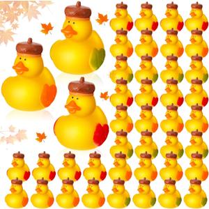 Deekin 24 Pcs Fall Rubber Ducks Acorn 2 Inch Thanksgiving Rubber Autumn Fall Themed Party Favors Bathtub Float Squeak Duck