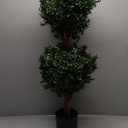 Set of 1 Lifelike 3Ft arfiticial Double Ball Topiary Trees Outdoor Faux Topiary Tree for Out Door Porch Decor