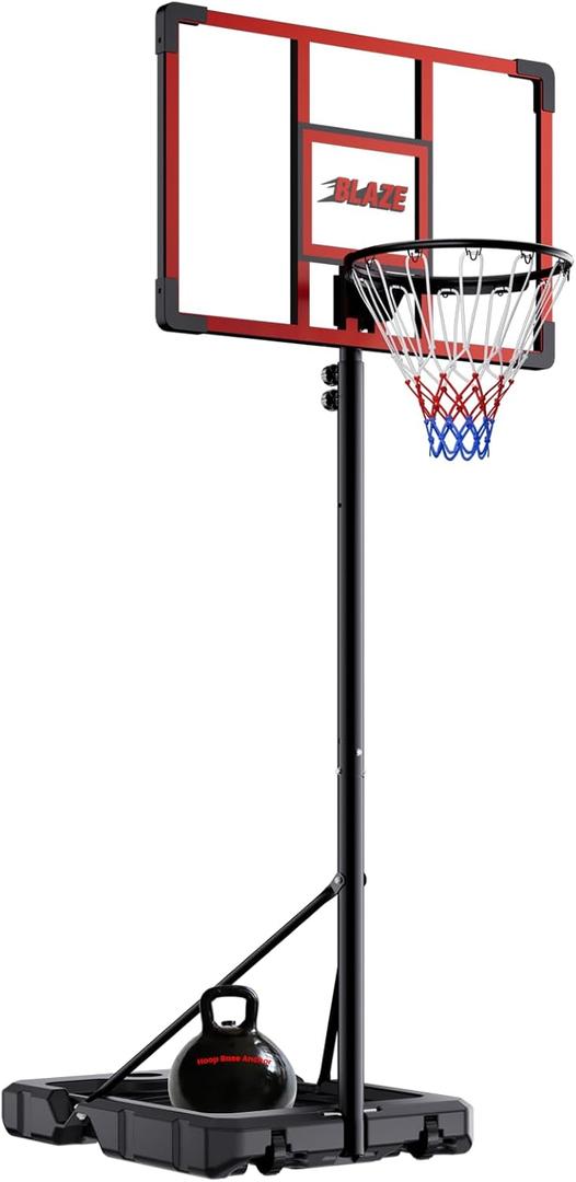 32 Inch Portable Basketball Hoop, Adjustable 4.18.5FT Height, Outdoor Basketball Goal with Fillable Base & Weight Bag for Kids Teens Backyard
