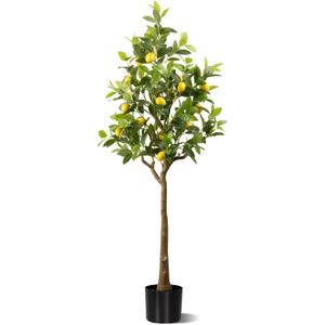 Artificial Lemon Tree 4FT, Faux Lemon Tree with Fake Lemons Floor Plants Artificial Plastic Lemon Fruit Tree for Home Decor Living Room Office (4 FT)