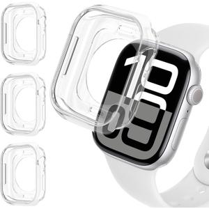 5 x 3 Pack Soft TPU Case for Apple Watch Case 45mm 41mm 46mm 42mm 40mm 44mm Series 10 9 8 7 6 5 4 SE/2 Generation Women Men,Ultra Thin Protective Bumper Case Face Cover for iWatch Cover Accessories