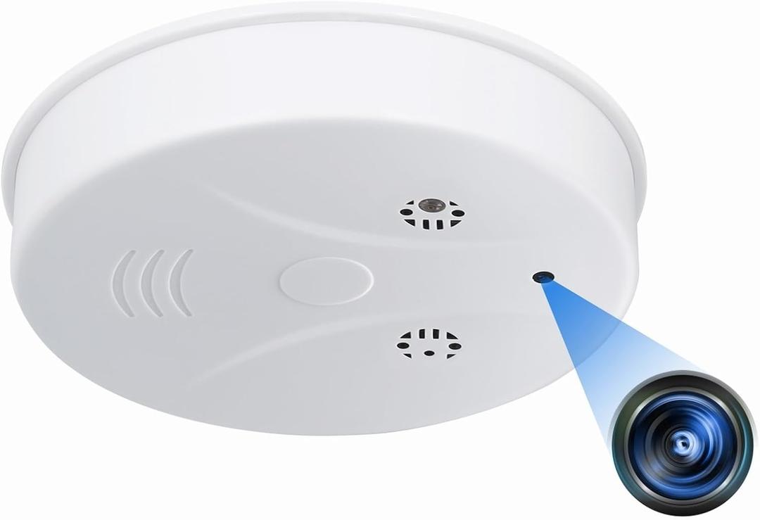Smart Wireless WiFi Camera Smoke Detector Hidden Camera 1080P Video Indoor Security Camera for Pets, Home Wall Mount Night Vision, Live Viewing, Motion Detection, Android iOS Free App, Loop Filming