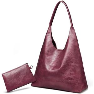 Utenwat Hobo Bags for Women Retro Vegan Leather Slouchy Tote Shoulder Purses Handbag with A Small Purse