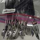 Luxe Party 128 Pieces Two Tone Plastic Disposable Cutlery | Forks-Spoons-Knives | Full Size | Chic Round | Black and Silver