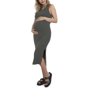 Motherhood Maternity Women's Sleeveless Racerback Rib Knit Midi Pregnancy Bodycon Dress (Medium)