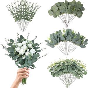 N MAGEAN Eucalyptus Leaves Stems 100 PCS, 4 Kinds Mixed Artificial Greenery Stems for Wedding Decor Vase Floral Arrangement Centerpiece