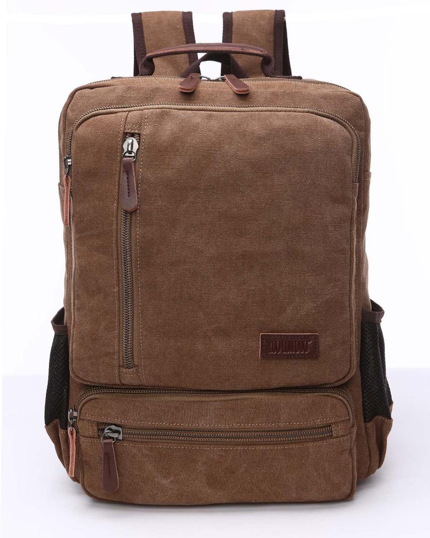 Vintage Canvas Backpack, Resistant Hiking Camping Rucksack Casual Daypack Backpacks for Men&Women Fits 15.6 Laptop (Coffee)