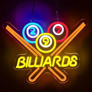 Billiards Neon Sign for Wall Decor Bright Led Neon Light for Business Sign Billiards Led Lights for Billiards Lover Present Gym Bar Snooker Club Billiards Room Man Cave Size 13.8 * 11.4in(XD351)