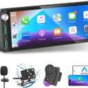 Single Din Car Stereo with Apple Carplay Android Auto,6.9 Inch IPS Touch Screen Car Stereo with Backup Camera, Car Radio Support Mirror Link Bluetooth Handsfree FM AM USB EQ SWC