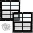 Yuzzy 24" x 36" Shed Windows with Tempered Glass and Fiberglass Screen, 2 Pack Small Sliding Windows for Shed, Chicken Coop, Playhouse, Household, Garage, Barns (Black)