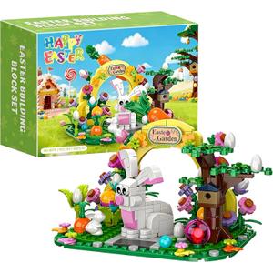 Easter Bunny Garden Building Set, 294 PCS Easter Basket Stuffers for Kids, Creative Flower House with Colorful Eggs & Carrot, STEM Spring Holiday Toys Classroom Prizes Gift for Boys Girls 6-12