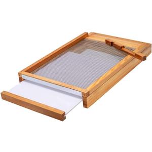 Beehive Screened Bottom Board Dipped in 100% Beeswax,Langstroth 10 Frame Bee Hive Screen Bottom Board with Entrance Reducer for Bee Hive Beekeeping Backyard