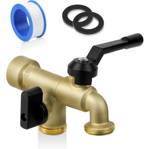 Outdoor Garden Water Faucet with Double Outlet, Outside Wall Mounted Garden Water Faucet with Two 3/4 Inch Brass Ball Valves, Rust & Frost-Proof Outdoor Spigot for Garden Hose (Copper, Female)