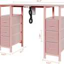 Manicure Table Nail Desk for Nail Tech, Nail Beauty Table w/Electric Dust Collector & 6 Storage Drawers & Open Shelves for Home, Workshop, Makeup Beauty Salon Workstation (Pink), 15.74"D x 43.3"W x 31.5"H