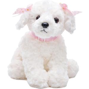 Bearington Sassy White Dog Stuffed Animal - 10" Soft and Cuddly White Puppy Stuffed Animal with Floppy Body - Realistic Fluffy Dog Plush Gift for Kids, Collectors, Baby Showers, and Birthdays